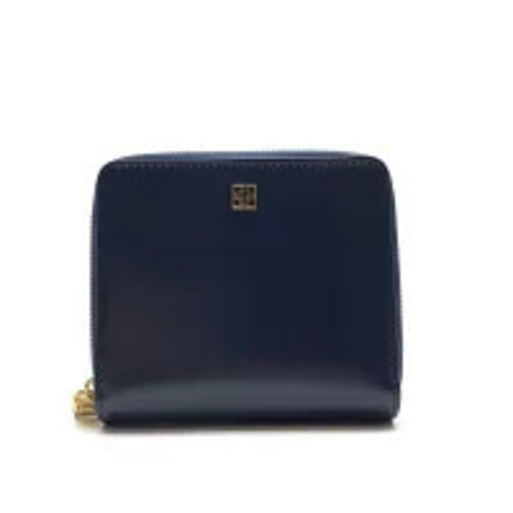 GIVENCHY Round Zipper Bi fold Wallet Leather Navy Blue coin wallet Purse - Picture 1 of 9